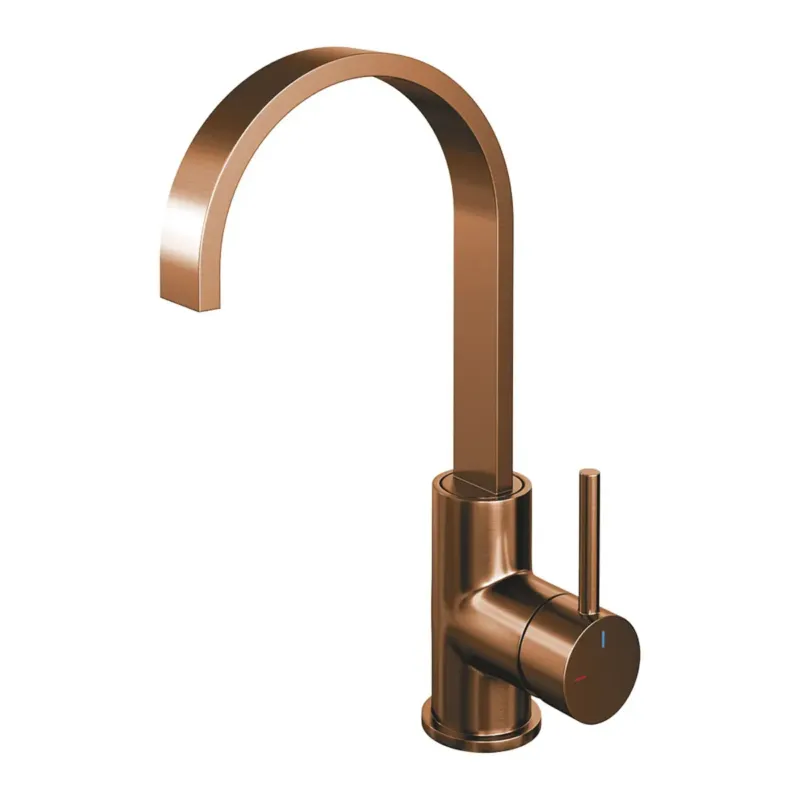 Brauer Copper Edition ColdStart wastafelkraan met draaibare platte uitloop model A koper geborsteld PVD Beperkt Aanbod