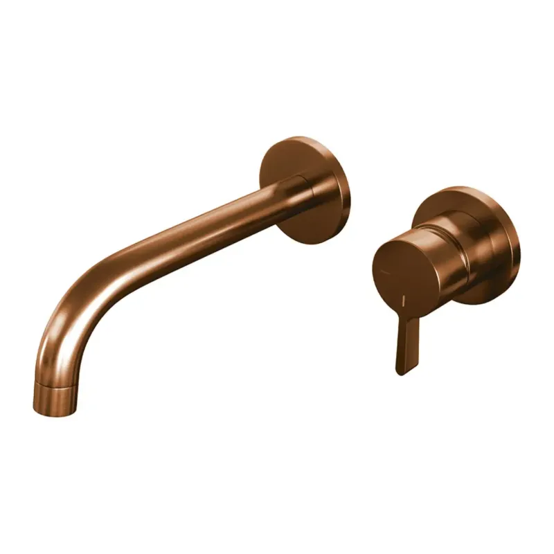 Brauer Copper Edition ColdStart wastafelkraan inbouw gebogen uitloop en rozetten model E1 koper geborsteld PVD Lage Prijs