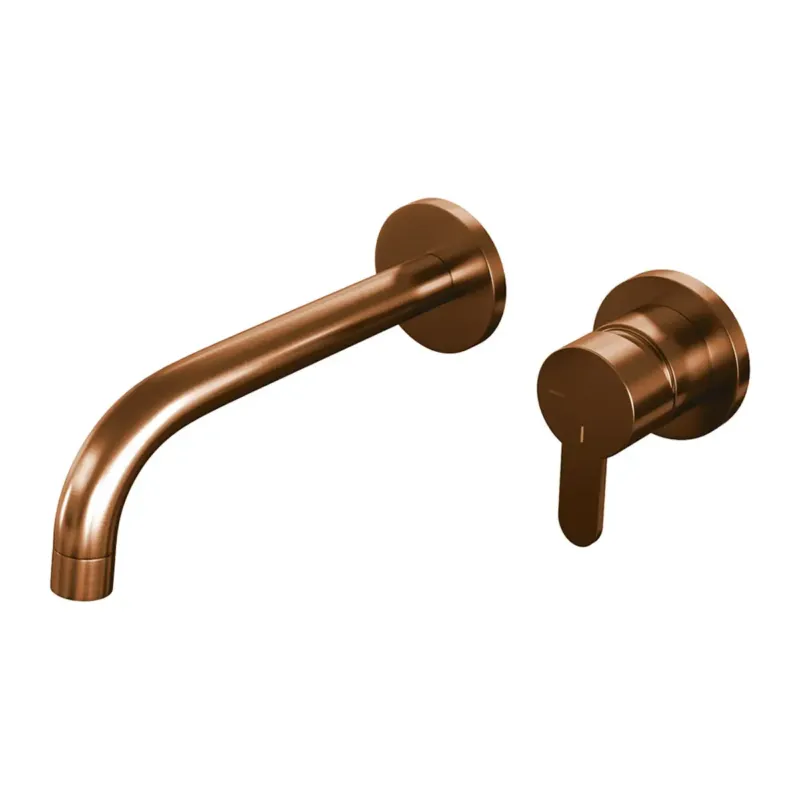Brauer Copper Edition ColdStart wastafelkraan inbouw gebogen uitloop en rozetten model D1 koper geborsteld PVD Superprijs