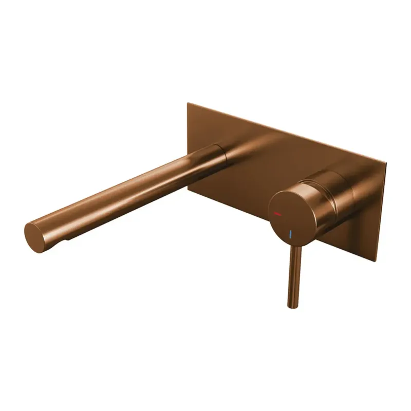Brauer Copper Edition ColdStart wastafelkraan inbouw rechte uitloop met achterplaat model A1 koper geborsteld PVD Shop Nu
