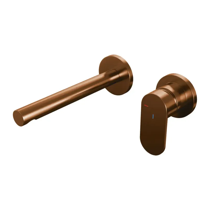 Brauer Copper Edition ColdStart wastafelkraan inbouw rechte uitloop en rozetten model C1 koper geborsteld PVD Must-Have