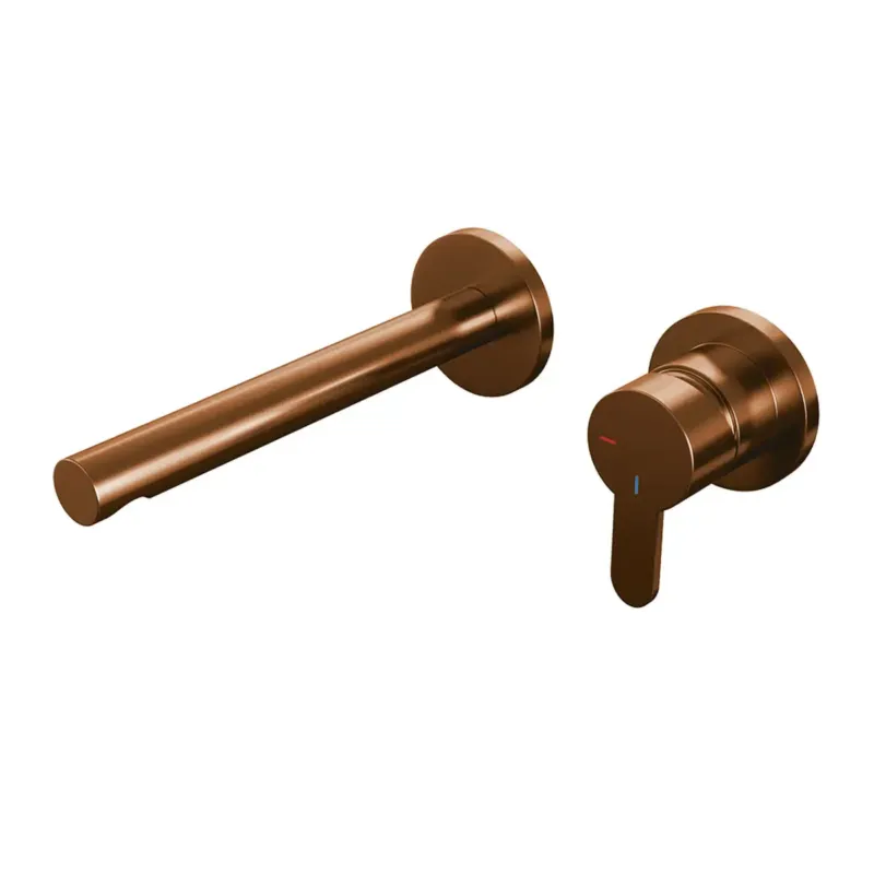 Brauer Copper Edition ColdStart wastafelkraan inbouw rechte uitloop en rozetten model D1 koper geborsteld PVD Beperkt Aanbod