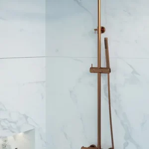 Brauer Copper Edition opbouw regendoucheset met staafhanddouche en hoofddouche 30cm koper geborsteld PVD Nu Kopen