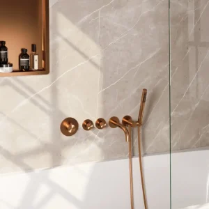 Brauer Copper Edition inbouw badkraan met uitloop en staafhanddouche koper geborsteld PVD Bestel Nu