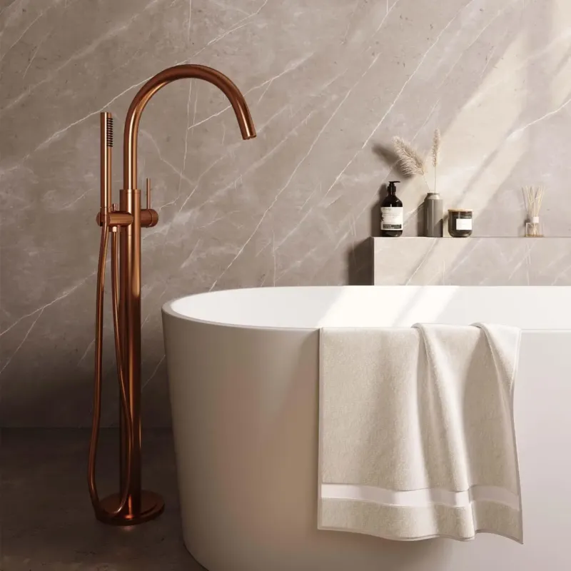 Nieuw Brauer Copper Edition vrijstaande badmengkraan met staafhanddouche koper geborsteld PVD