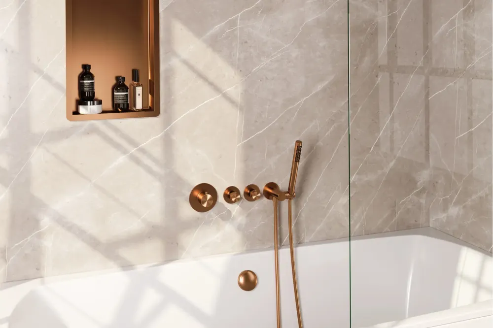 Brauer Copper Edition iinbouw badkraan met badvulcombinatie en staafhanddouche koper geborsteld PVD Gratis Retour