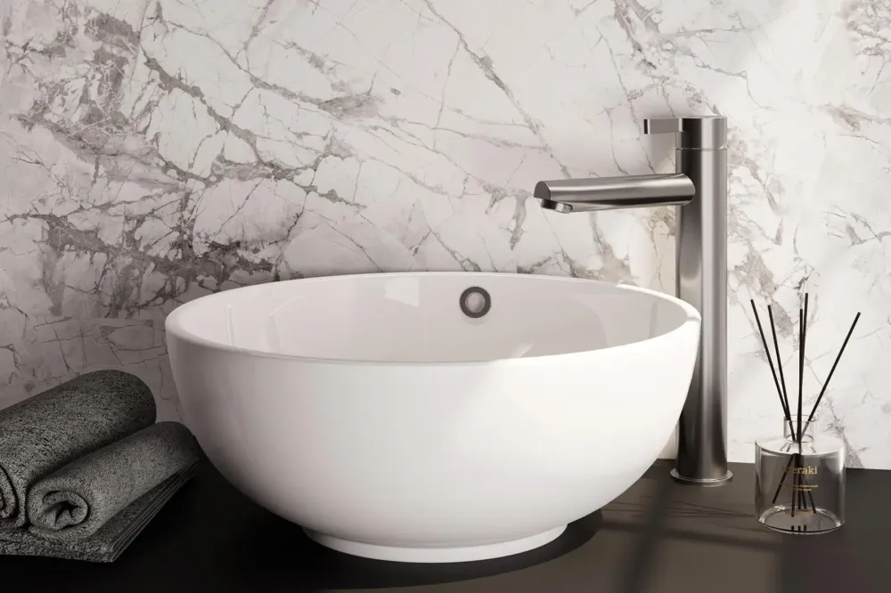 Brauer Brushed Edition ColdStart verhoogde wastafelkraan energy-saving model E RVS geborsteld PVD Direct Verzonden