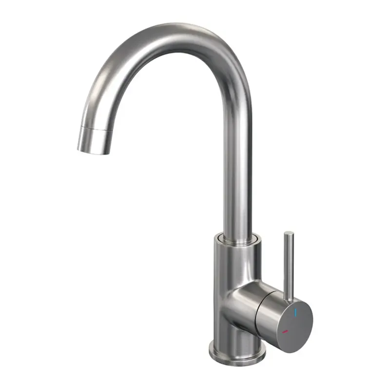 Brauer Brushed Edition ColdStart wastafelkraan hoog met draaibare ronde uitloop model A RVS geborsteld PVD Uitverkoop