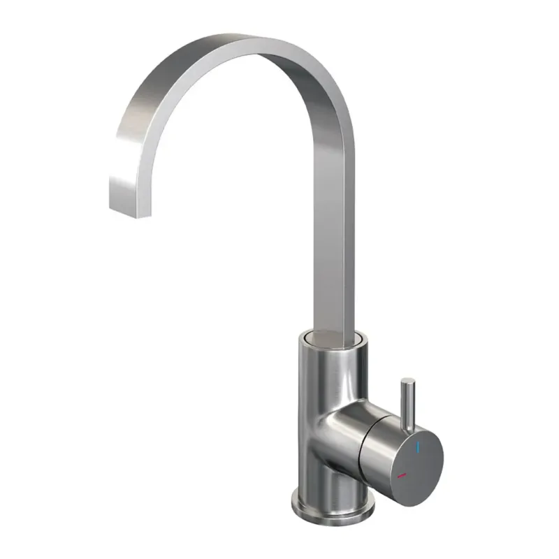 Goedkoop Brauer Brushed Edition ColdStart wastafelkraan hoog met draaibare platte uitloop model B RVS geborsteld PVD