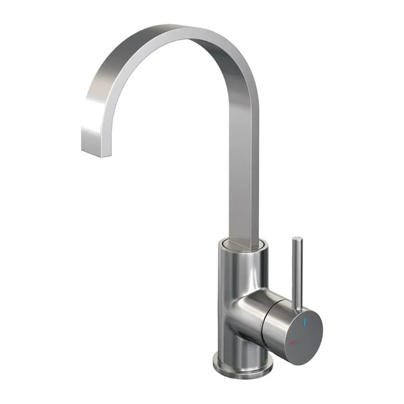 Actieprijs Brauer Brushed Edition ColdStart wastafelkraan hoog met draaibare platte uitloop model A RVS geborsteld PVD