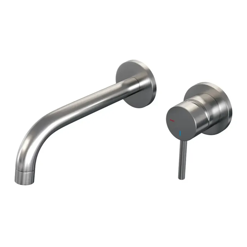 Brauer Brushed Edition ColdStart wastafelkraan inbouw gebogen uitloop en rozetten model A1 RVS geborsteld PVD Seizoensaanbieding