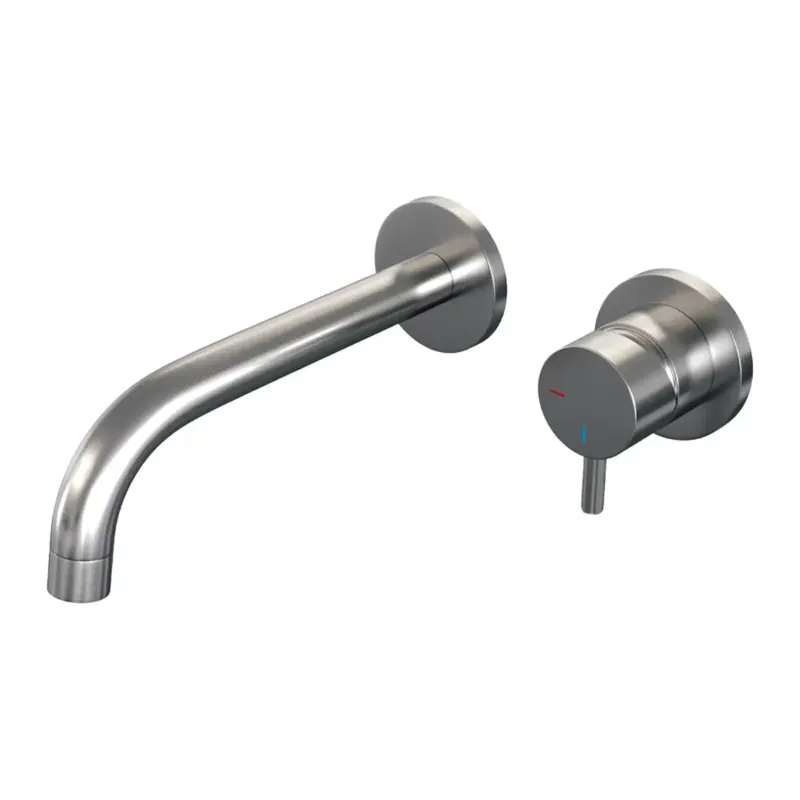 Alleen Vandaag Brauer Brushed Edition ColdStart wastafelkraan inbouw gebogen uitloop en rozetten model B1 RVS geborsteld PVD