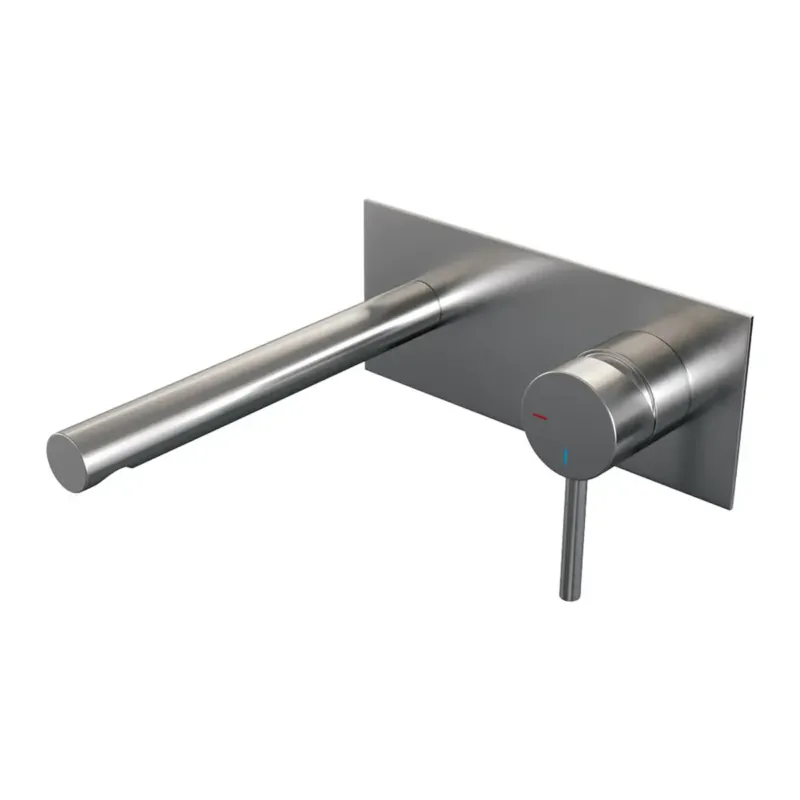 Brauer Brushed Edition ColdStart wastafelkraan inbouw rechte uitloop met achterplaat model A1 RVS geborsteld PVD Lage Prijs