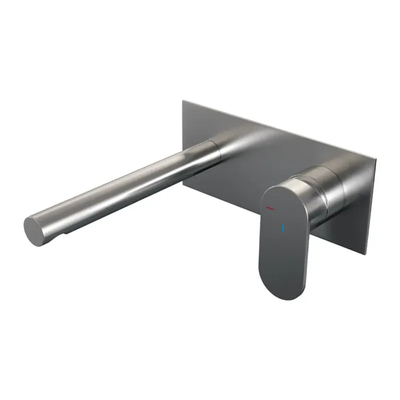 Fabrieksprijs Brauer Brushed Edition ColdStart wastafelkraan inbouw rechte uitloop met achterplaat model C1 RVS geborsteld PVD
