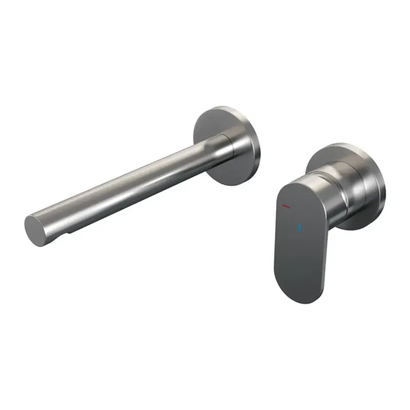Brauer Brushed Edition ColdStart wastafelkraan inbouw rechte uitloop en rozetten model C1 RVS geborsteld PVD Aanbieding