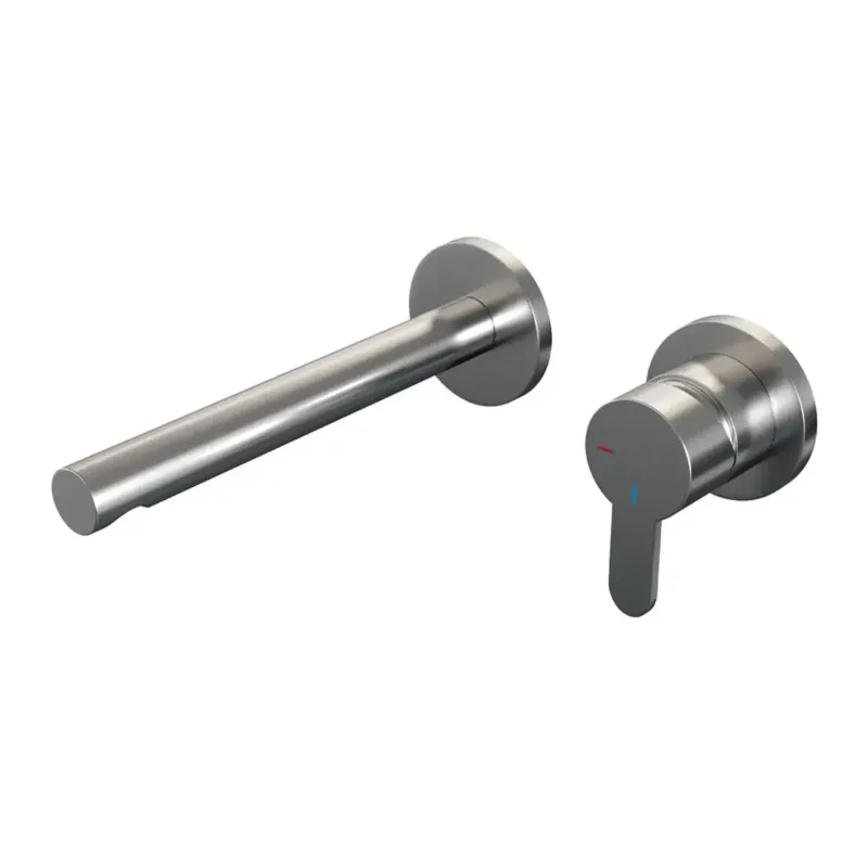 Koopje Brauer Brushed Edition ColdStart wastafelkraan inbouw rechte uitloop en rozetten model D1 RVS geborsteld PVD