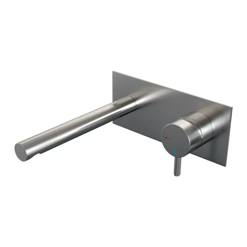 Dagaanbieding Brauer Brushed Edition ColdStart wastafelkraan inbouw rechte uitloop met achterplaat model B1 RVS geborsteld PVD