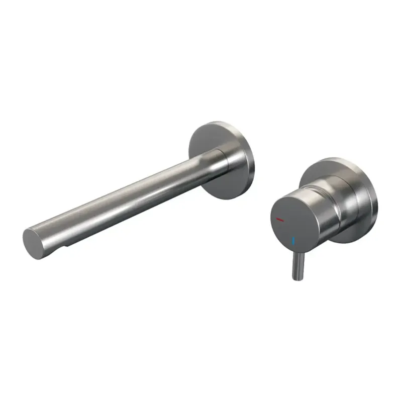 Brauer Brushed Edition ColdStart wastafelkraan inbouw rechte uitloop en rozetten model B1 RVS geborsteld PVD Flitsaanbieding