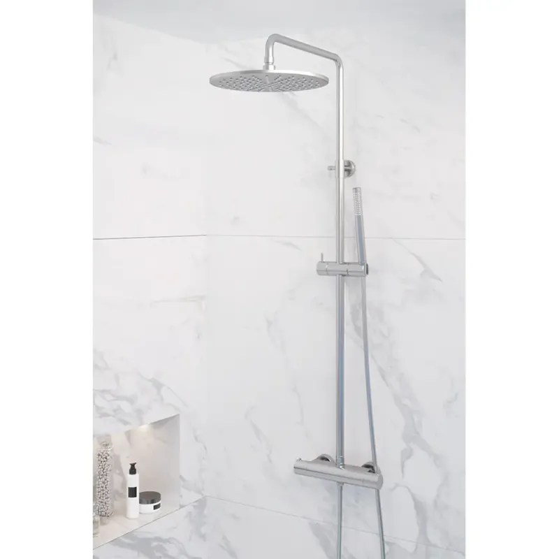 Beperkt Aanbod Brauer Brushed Edition opbouw regendoucheset met staafhanddouche en hoofddouche 30cm RVS geborsteld PVD