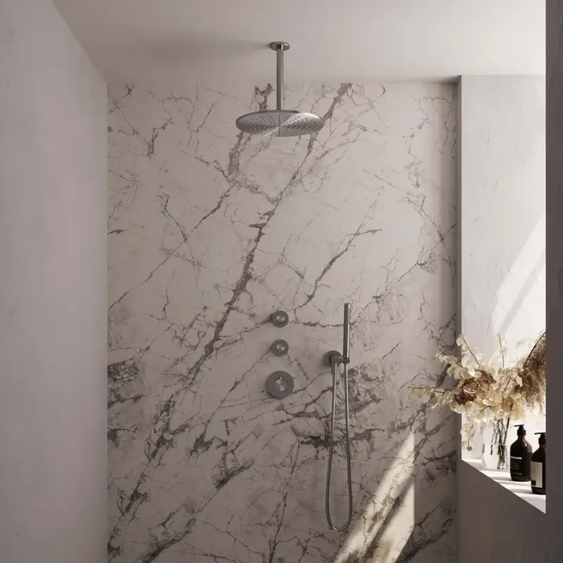 Exclusieve Aanbieding Brauer Brushed Edition complete inbouw regendouche met staafhanddouche, plafondarm en hoofddouche 30cm set 6 RVS geborsteld PVD