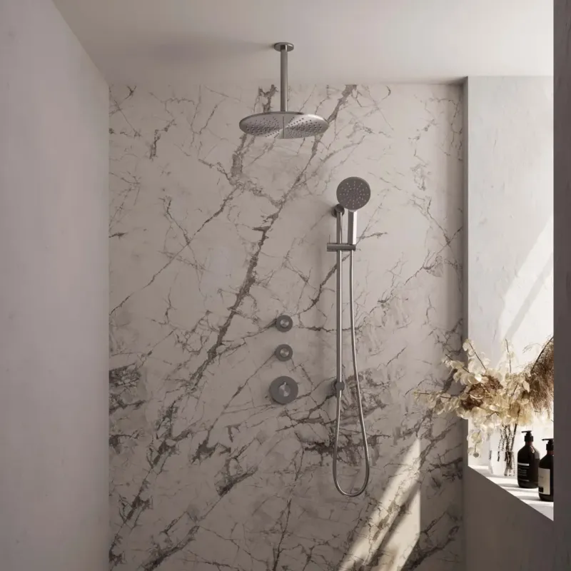 Brauer Brushed Edition complete inbouw regendouche met 3 standen handdouche, plafondarm, glijstang en hoofddouche 30cm set 24 RVS geborsteld PVD Speciale Aanbieding