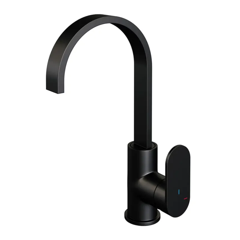 Brauer Black Edition ColdStart wastafelkraan hoog met draaibare platte uitloop model C zwart mat Korting