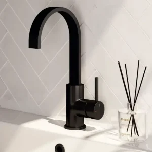 Brauer Black Edition ColdStart wastafelkraan hoog met draaibare platte uitloop model A zwart mat Superprijs