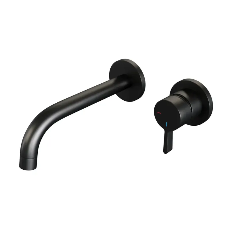 Brauer Black Edition ColdStart wastafelkraan inbouw gebogen uitloop en rozetten model E1 zwart mat Beperkte Voorraad