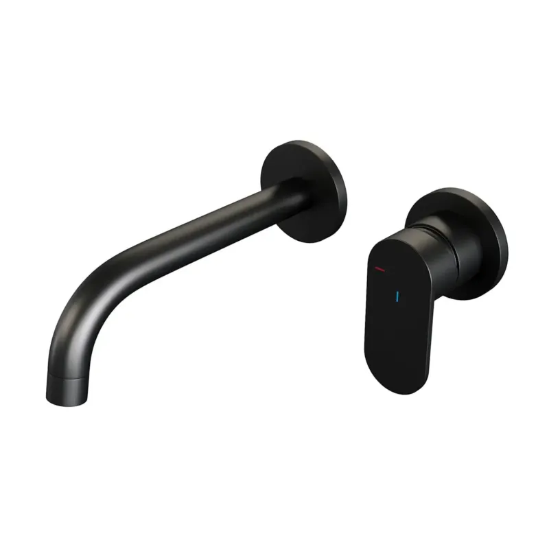 Brauer Black Edition ColdStart wastafelkraan inbouw gebogen uitloop en rozetten model C1 zwart mat Must-Have