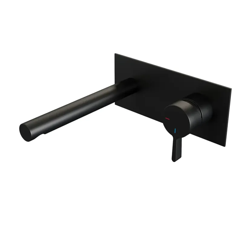 Brauer Black Edition ColdStart wastafelkraan inbouw rechte uitloop met achterplaat model E1 zwart mat Korting