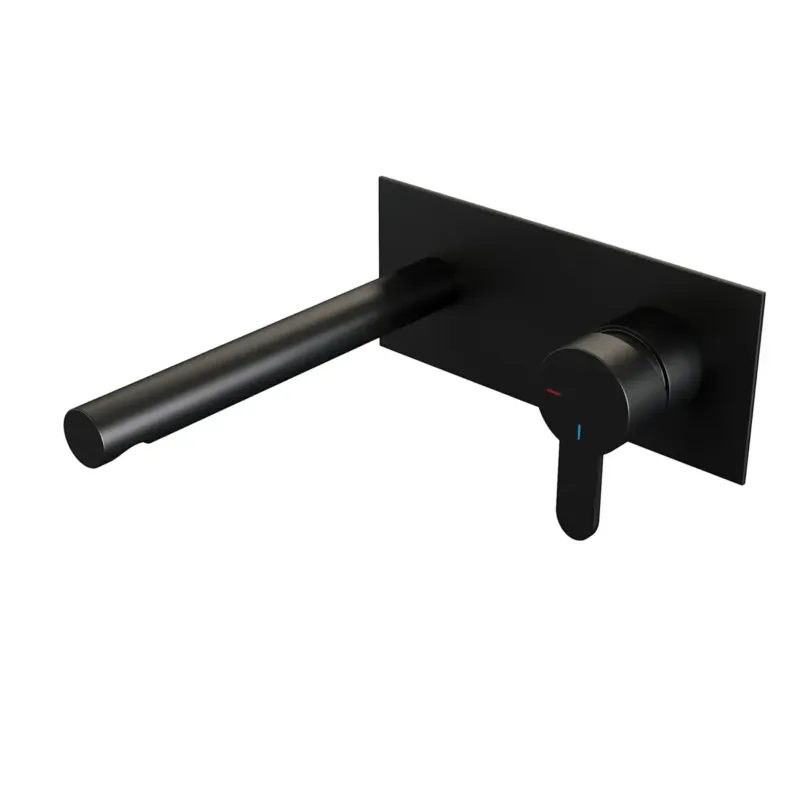 Meest Verkocht Brauer Black Edition ColdStart wastafelkraan inbouw rechte uitloop met achterplaat model D1 zwart mat