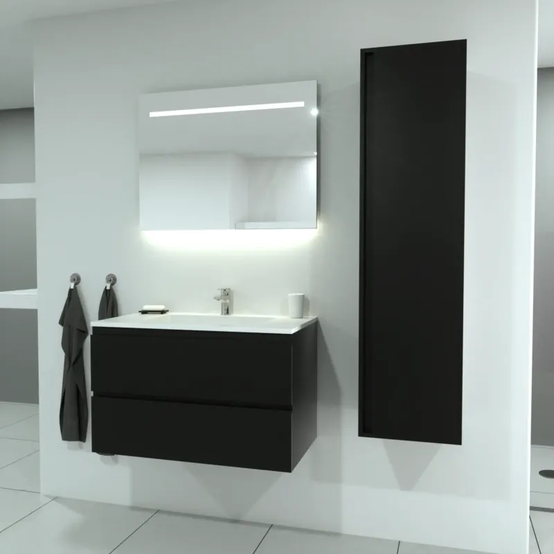 Beste Prijs SaniGoods Sally badmeubel mat zwart 80cm met solid surface wastafel