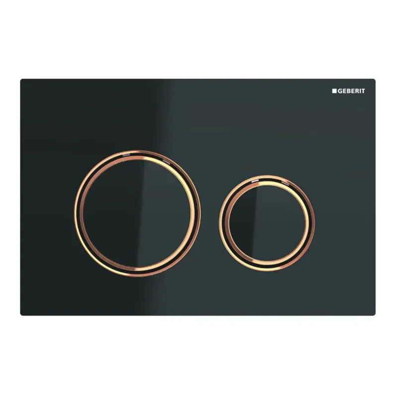 Korting Geberit Sigma 50 drukplaat glans zwart met rose-gouden knoprand