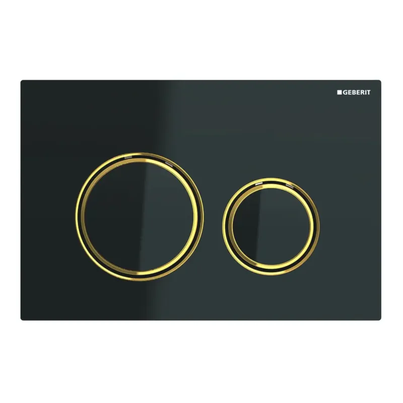 Geberit Sigma 50 drukplaat glans zwart met gouden knoprand Meest Verkocht