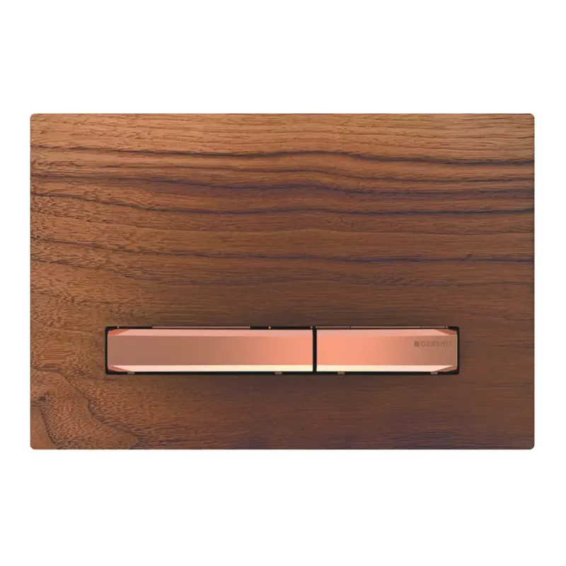 Geberit Sigma 50 Square drukplaat Amerikaanse noten met rose-gouden knoppen Gecertificeerd