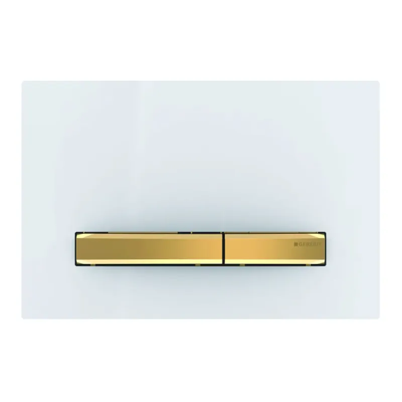 Geberit Sigma 50 Square drukplaat glans wit met gouden knoppen Direct Verzonden