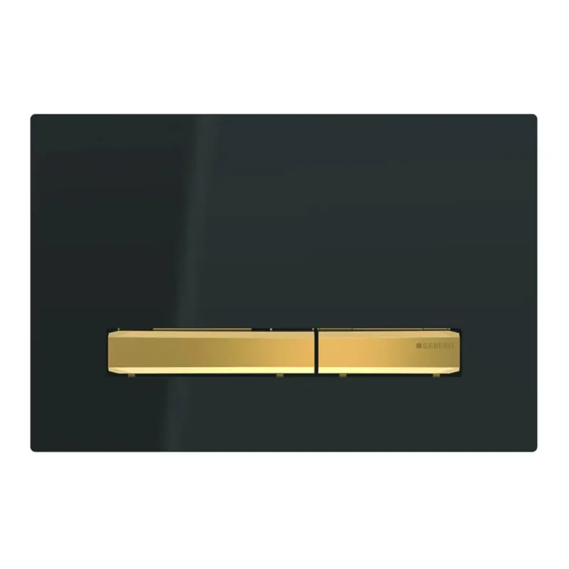 Uitverkoop Geberit Sigma 50 Square drukplaat glans zwart met gouden knoppen
