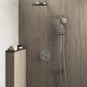 Lage Kosten Hotbath Get Together IBS1A inbouw regendouche met 3s handdouche, 30cm plafondarm, glijstang en 30cm hoofddouche geborsteld nikkel