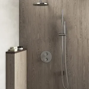 Hotbath Get Together IBS1A inbouw regendouche met 30cm plafondarm, glijstang en 30cm hoofddouche geborsteld nikkel Bestseller