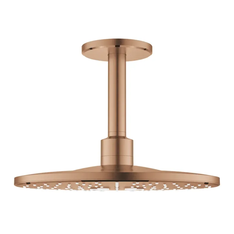 Hoge Kwaliteit Grohe Rainshower hoofddouche met plafondarm met 2 straalsoorten brushed warm sunset