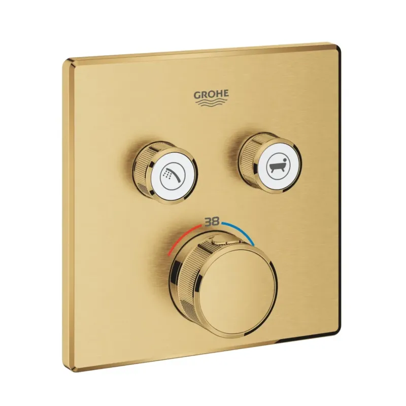 Goedkoop Grohe Grohtherm SmartControl douchethermostaat met omstel 2-weg vierkant brushed cool sunrise