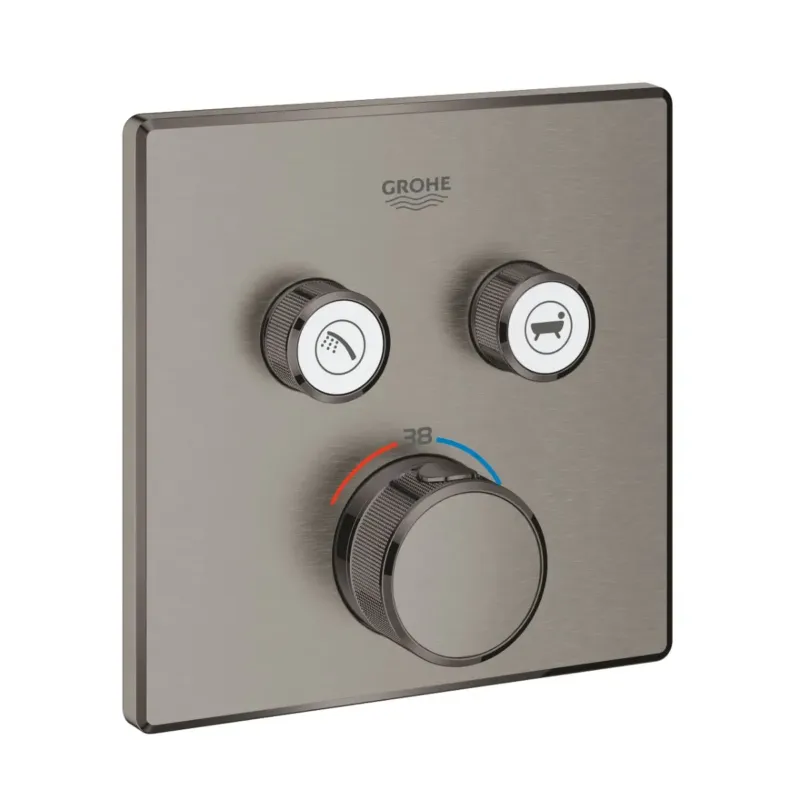 Grohe Grohtherm SmartControl douchethermostaat met omstel 2-weg vierkant brushed hard graphite Alleen Vandaag