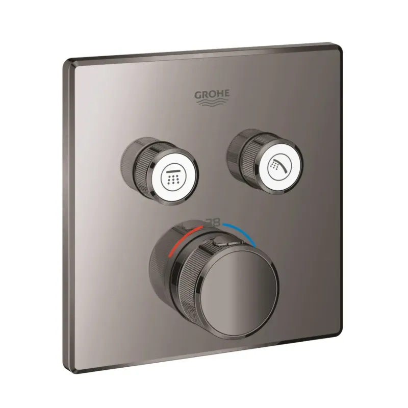 Grohe Grohtherm SmartControl douchethermostaat met omstel 2-weg vierkant hard graphite Alleen Vandaag