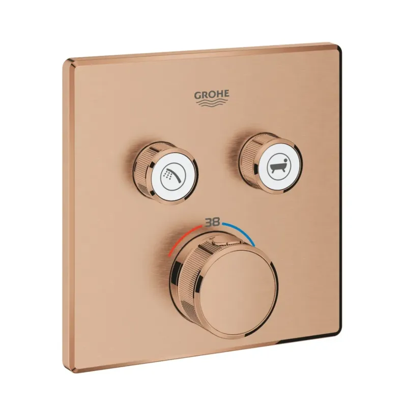 Grohe Grohtherm SmartControl douchethermostaat met omstel 2-weg vierkant brushed warm sunset Laatste Versie