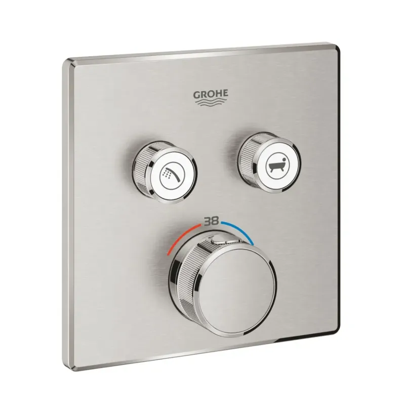 Grohe Grohtherm SmartControl douchethermostaat met omstel 2-weg vierkant supersteel Must-Have
