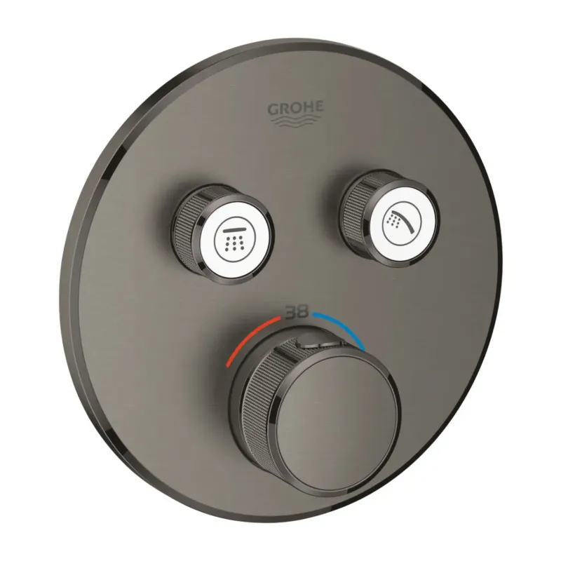 Grohe Grohtherm SmartControl thermostaat met omstel 2-weg rond brushed hard graphite Express Levering