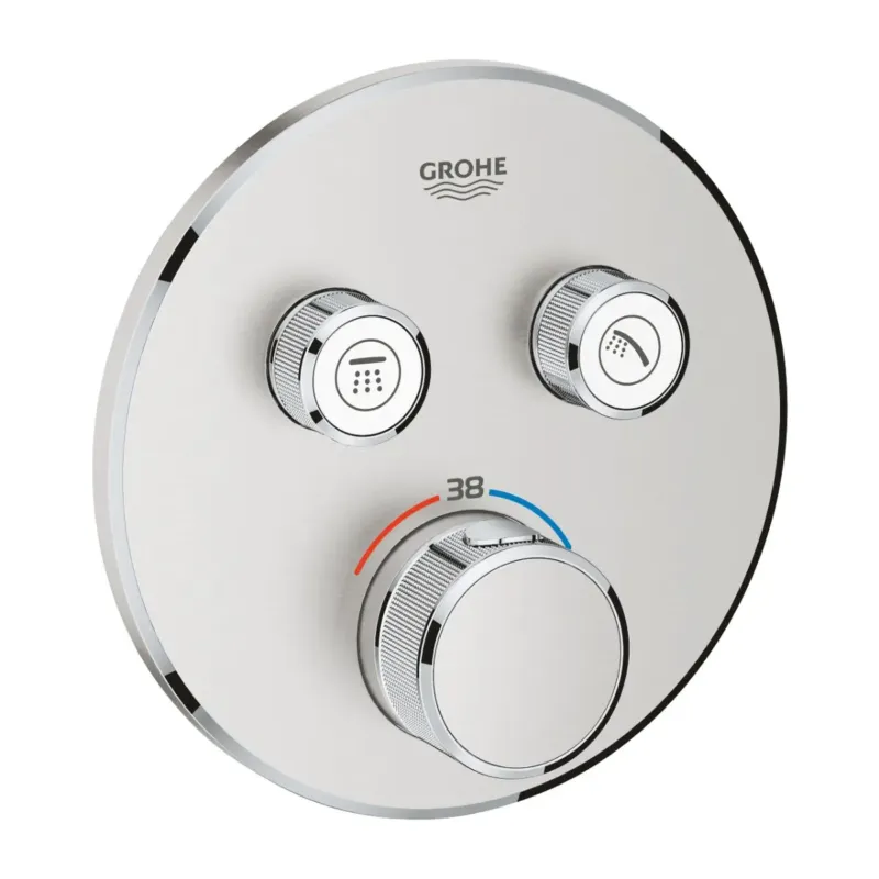 Seizoensaanbieding Grohe Grohtherm SmartControl thermostaat met omstel 2-weg rond supersteel