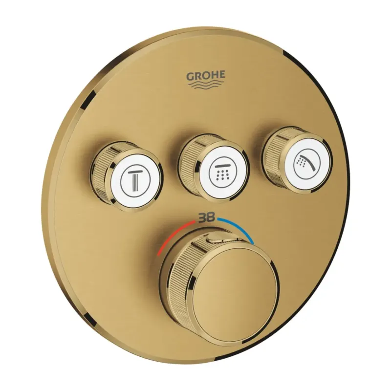 Speciale Aanbieding Grohe Grohtherm SmartControl thermostaat met omstel 3-weg rond brushed cool sunrise