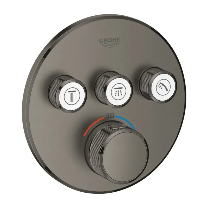 Lage Prijs Grohe Grohtherm SmartControl thermostaat met omstel 3-weg rond brushed hard graphite