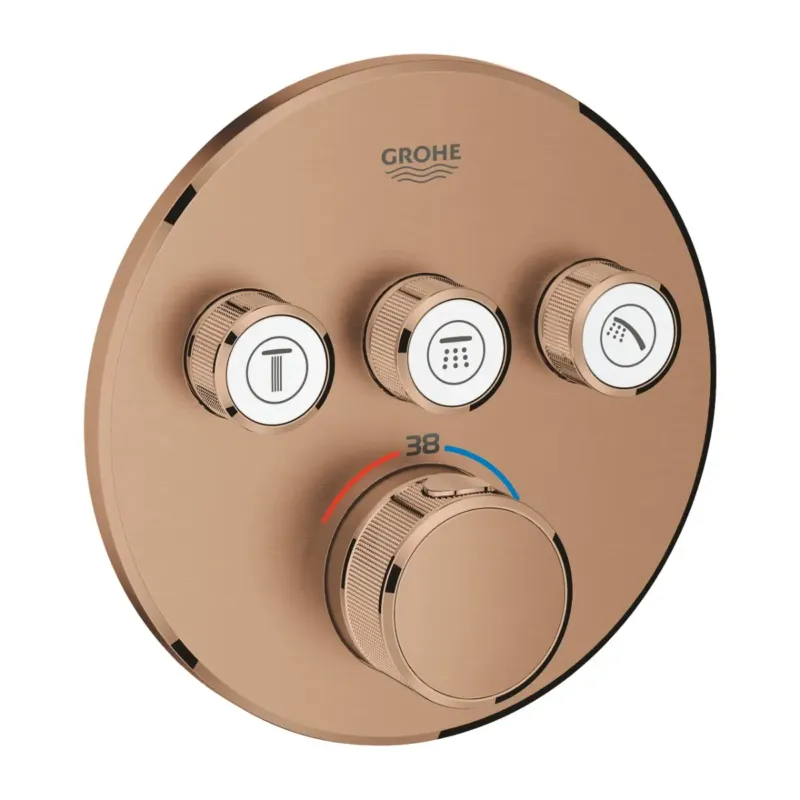 Uitverkoop Grohe Grohtherm SmartControl thermostaat met omstel 3-weg rond brushed warm sunset